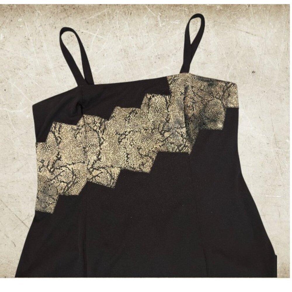Vintage Joseph Ribkoff Formal Gown Women's 16 Black Snakeskin Panel Made in Cana - Picture 4 of 10